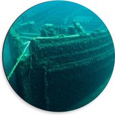 WallClassics - Dibond Muurcirkel - Scheepswrak op de Bodem van de Oceaan - 30x30 cm Foto op Aluminium Muurcirkel (met ophangsysteem)