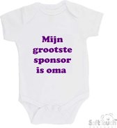 100% katoenen Romper "Mijn grootste sponsor is oma" Meisjes Katoen Wit/paars Maat 62/68