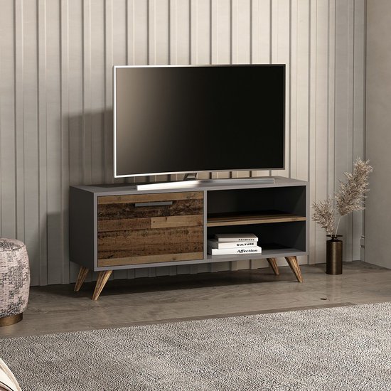 Meuble TV Helle 120x35x50 cm anthracite et couleur bois
