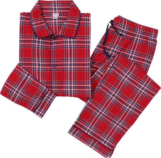 La-V Flanel pyjama set voor meisjes met geruit patroon Rood 170-176 |  bol.com