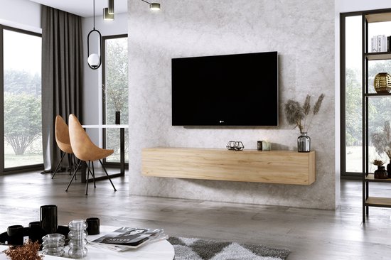 Furniture Square - Meuble TV DIAMOND - Chêne - 180cm - Meuble TV suspendu |  bol