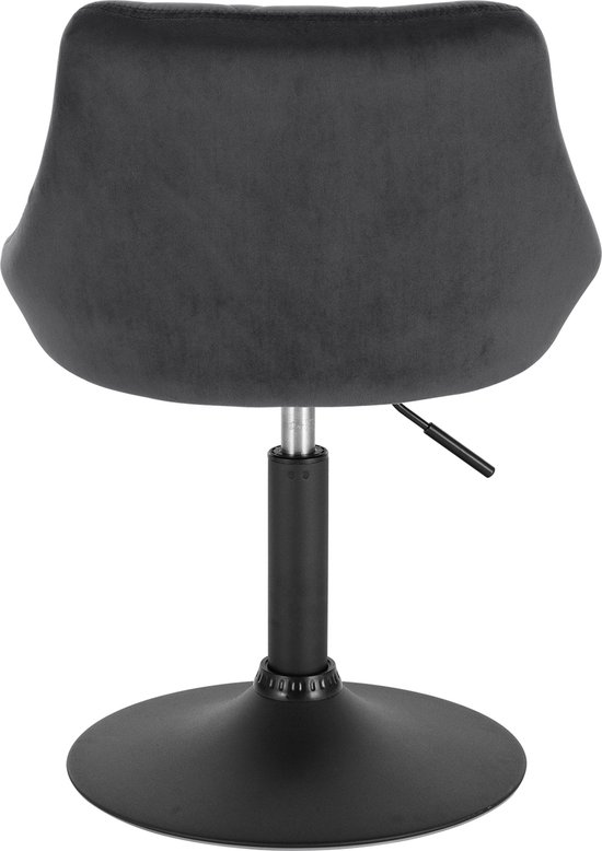 Kamyra® Barstoel met Rugleuning - Barstoelen, Eetkamerstoel, Stoel, Bureaustoel - Velvet & Metaal - Donkergrijs
