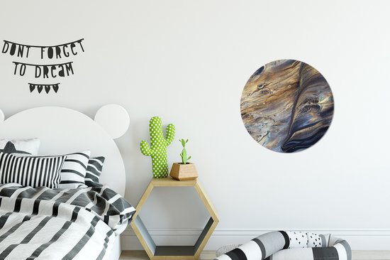 WallCircle - Muurstickers - Behangcirkel - Marmer - Goud - Waterverf - Textuur - Marmerlook - 30x30 cm - Muurcirkel - Zelfklevend - Ronde Behangsticker