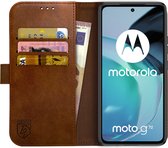 Rosso Element Book Case Wallet Hoesje Geschikt voor Motorola Moto G72 | Portemonnee | 3 Pasjes | Magneetsluiting | Stand Functie | Bruin