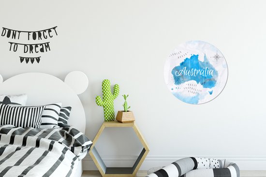 WallCircle - Wall Circle - Wall Circle - Cartes du monde - Australie - Peinture à l'huile - Aluminium - Dibond - 30x30 cm - Intérieur et extérieur