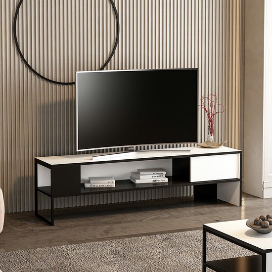 TV meubel Faaborg 150x35x42 cm wit en zwart