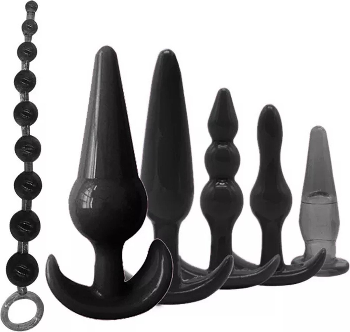 Goedkoopste Buttplug set 6 stuks - Anaal plug - Set - Sex toys - Voor hem en haar - Zwart - DISCREET VERZONDEN
