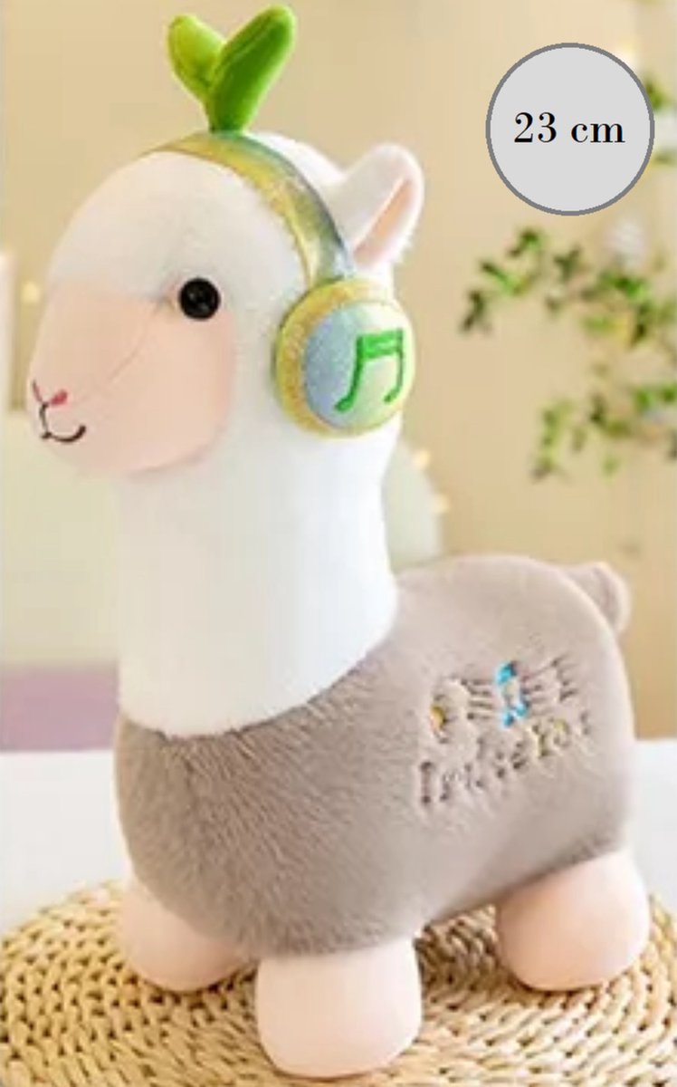 Alpaca knuffel - 23 cm - Grijs - Pluche - Lama knuffel - 23cm Alpaca