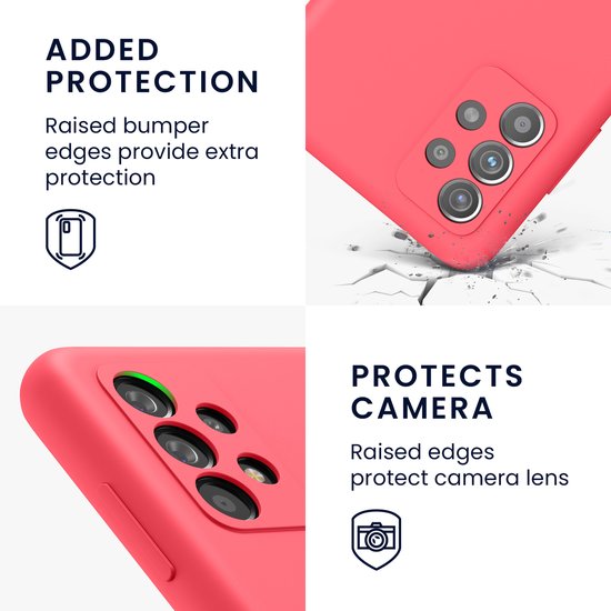 coque kwmobile pour Samsung Galaxy A52 / A52 5G / A52s 5G - Coque avec revêtement en silicone - Coque pour smartphone en corail fluo