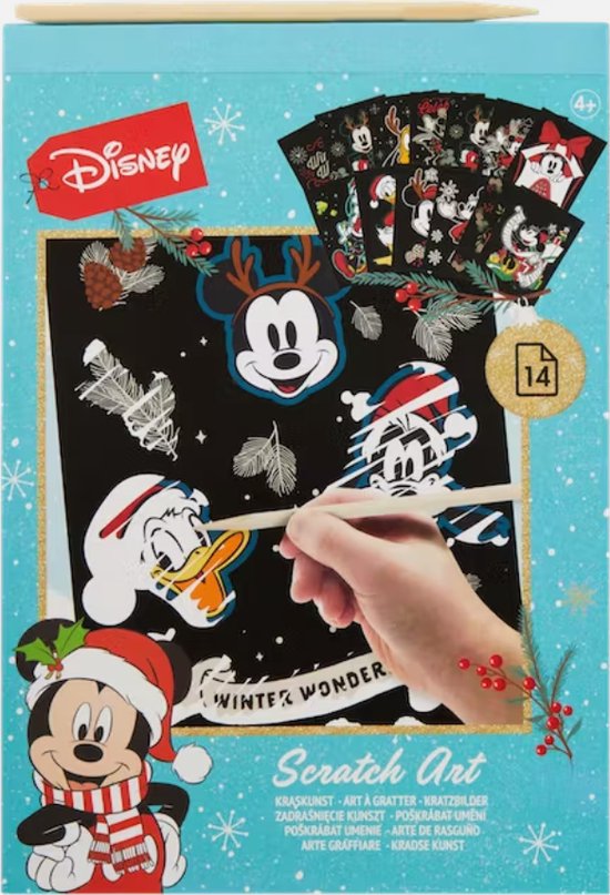 Kraskaarten Disney - Kerst - scratch art kraskunst - 14 kaarten - Mickey