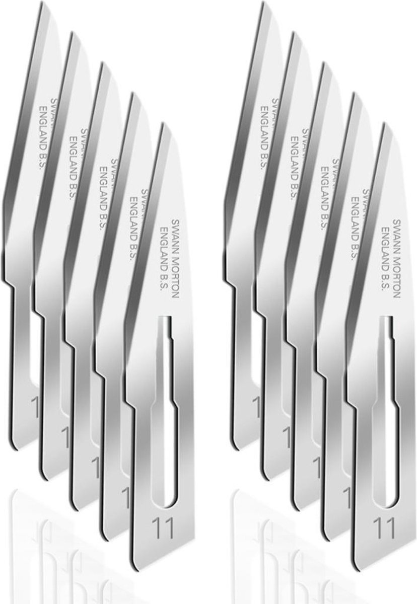 Swann Morton - Blue - Scalpel Mesjes - Niet Steriel - Scalpel / Bistouri Mesjes - Maat 11 - 10 Stuks