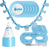 Babyshower versiering - versierpakket - 19-delige set - geboortefeest decoratie - 6 personen - geboorte - blauw