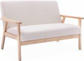 Bol.com sweeek - Banquette canapé 2 places en bois et tissu bouclette isak l 114 x p 695 x h 73cm aanbieding