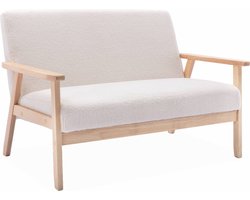 sweeek - Banquette canapé 2 places en bois et tissu bouclette, isak, l 114 x p 69,5 x h 73cm sweeek - Banquette canapé 2 places en bois et tissu bouclette, isak, l 114 x p 69,5 x h 73cm