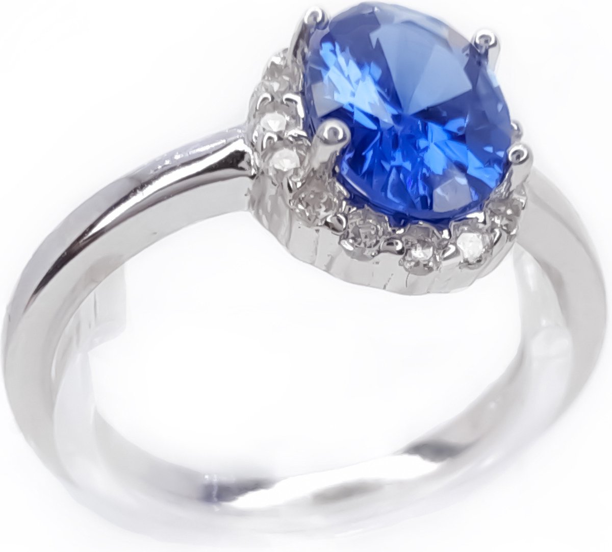 Prometida/ Iconic Ovaal-Cut Koningsblauw Halo Verlovingsring/ Sterling Zilver 925/ Princes Diana/ zie filmpje