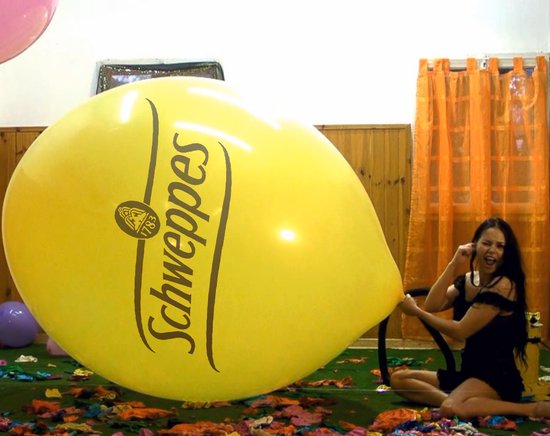 Cattex reuze ballon 120-140cm Reclame Print Geel