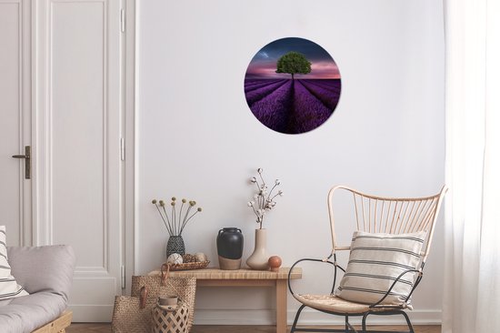 WallCircle - Cercle mural - Cercle mural - Lavande - Arbre - Violet - Aluminium - Dibond - 30x30 cm - Intérieur et Extérieur