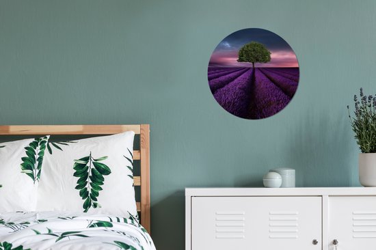 WallCircle - Cercle mural - Cercle mural - Lavande - Arbre - Violet - Aluminium - Dibond - 30x30 cm - Intérieur et Extérieur