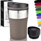 Milu Thermosbeker Koffie To Go - 210 ml 100% Lekvrij - Thermobeker, Koffiebeker To Go, Drinkbeker van Roestvrij Staal - Autobeker Dubbelwandige Isolatie - Thermos Beker Auto- Travel mug - Thermo Beker Bruin