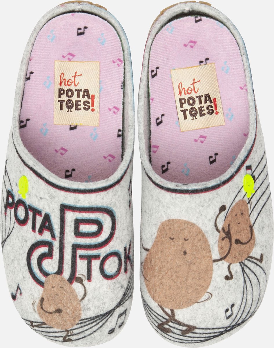 Hot Potatoes Pantoffels grijs Textiel 750224 - Maat 36