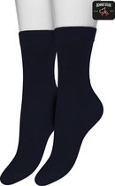 Bonnie Doon Basic Sokken Dames Donker Blauw maat 36/42 - 2 paar - Basis Katoenen Sok - Gladde Naden - Brede Boord - Uitstekend Draagcomfort - Perfecte Pasvorm - 2-pack - Multipack - Effen - Donkerblauw - Navy - OL834222.102