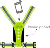 Led Harness USB - Phone pocket - Lime - Bee Safe - Hardloop verlichting - Hardloopvest met verlichting - handig je telefoon meenemen