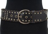 Thimbly Belts Dames riem zwart met nieten - dames riem - 6 cm breed - Zwart - Echt Leer - Taille: 95cm - Totale lengte riem: 110cm