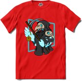 T-Shirt Knaller - Grim Reaper - T-Shirt - Unisex / Mannen - Rood - Maat 4XL