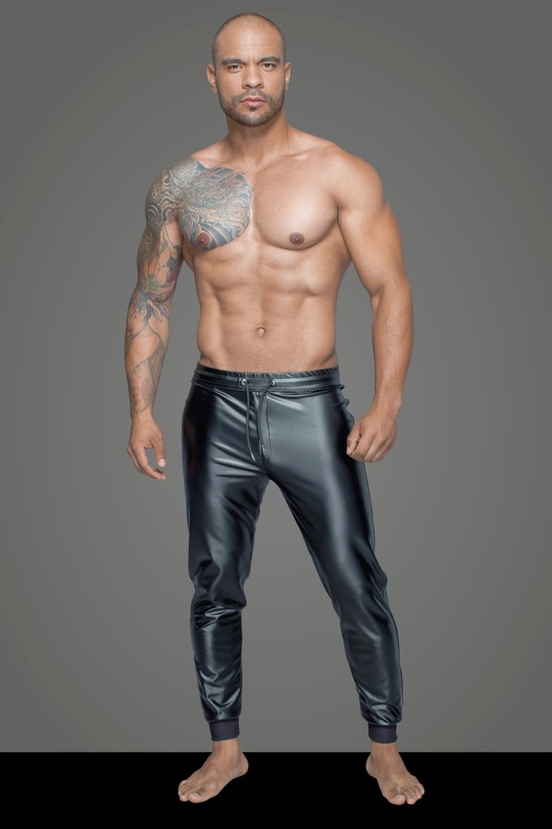 Goedkoopste Trendy Zwarte Lange Broek van Powerwetlook - PVC voor mannen, Maat M