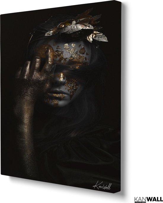 Luxe Canvas Schilderij Black and Gold | 60x90 | Woonkamer | Slaapkamer | Kantoor | Muziek | Design | Art | Modern | ** 4CM DIK! 3D EFFECT**