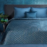 Oneiro’s luxe MUSA Type 2 Beddensprei Blauw - 170x210 cm – bedsprei 2 persoons - beige – beddengoed – slaapkamer – spreien – dekens – wonen – slapen