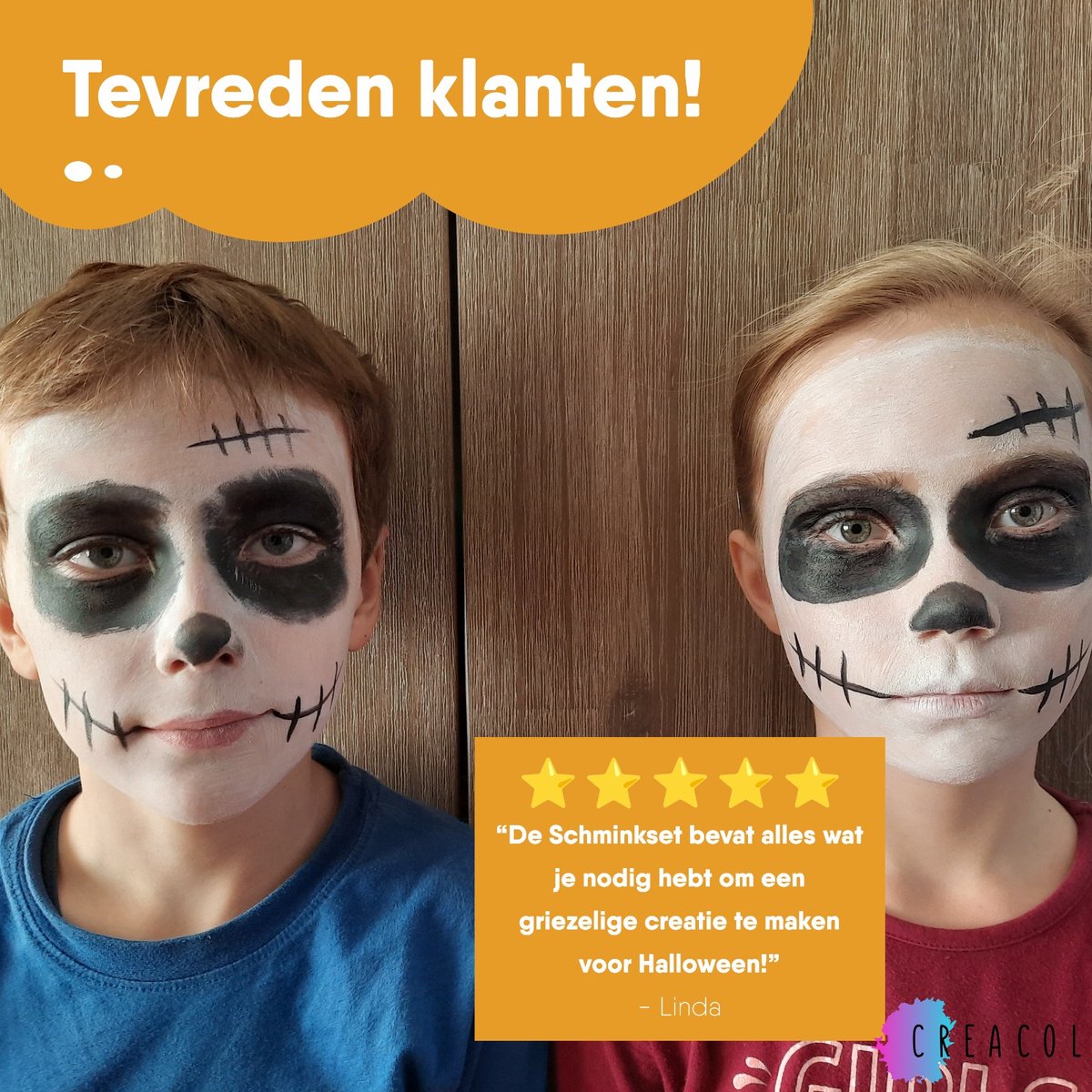 CREACOL Schminkset - 16 Kleuren Grimas Schmink Kinderen - Grime Schmink - Met Bio Gliters & Haarkrijt — afbeelding 5