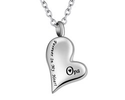 Fako Bijoux® - Ashanger / Assieraad - Hart - Forever In My Heart - Opa - Edelstaal - Zilverkleurig