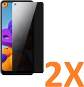 Screenprotector Glas - Privacy Tempered Glass Screen Protector Anti-Spy Geschikt voor: Samsung Galaxy A21S - 2x