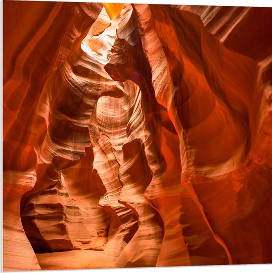 WallClassics - PVC Schuimplaat- Antelope Canyon Gang in Ravijn - 80x80 cm Foto op PVC Schuimplaat