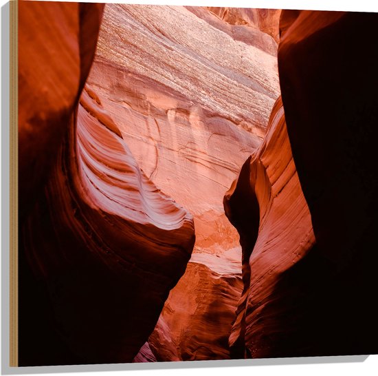 WallClassics - Hout - Antelope Canyon Ravijn - 80x80 cm - 12 mm dik - Foto op Hout (Met Ophangsysteem)