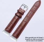 Bruin Lederen Bandje geschikt voor Fitbit Charge 5 & Charge 6 – brown leather smartwatch strap - Leder - Leer - Leren - Polsbandje - Maat: zie maatfoto