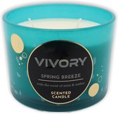 Vivory Geurkaars 3 pits glas turquoise - Spring Breeze - Coolwater