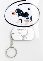 porte-clés vache avec carte - cadeau vache - vache - Joli cadeau à offrir à votre ami - 2,9 x 5,4 cm