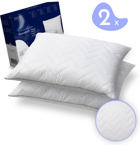 LILLA24 hotelkwaliteit hoofdkussens set 2 stuks – Heerlijk slaapkussen voor slaapkamer – Anti Allergie – 60x70cm – Wasbaar en geschikt voor de droger – Kopkussen