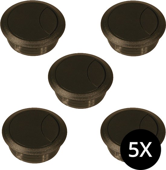 10 stuks kabeldoorvoer bureau met 1 stuk 60 mm gatzaag, diameter 60 mm kabeldoorvoer, tafel voor tafel, kantoor, bureau, zwart
