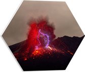 WallClassics - Plaque de Mousse PVC Hexagone - Volcan Actif en Eruption - 40x34,8 cm Photo sur Hexagone (Avec Système d'accrochage)