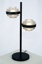 Sierlijke tafellamp Dynasty | 2 lichts | zwart / transparant | glas / metaal | 50 cm hoog | bureaulamp | modern / sfeervol design