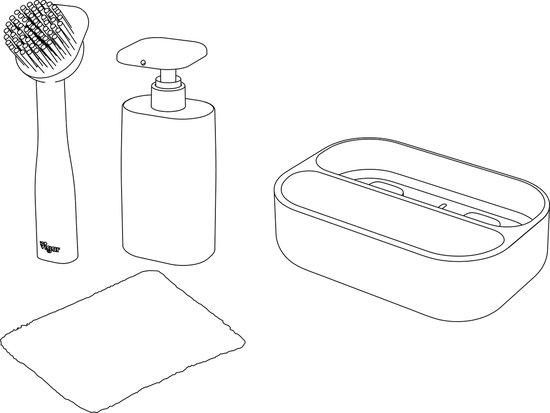 Vigar Set Lavello Flower Power: Spazzola, Spugna E Dispenser Sapone, Supporto Incluso, Arancione - 4