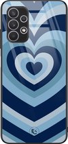 Hoesje geschikt voor Samsung Galaxy A32 4G - Hart blauw - Hard Case Zwart - Print - Blauw - ELLECHIQ