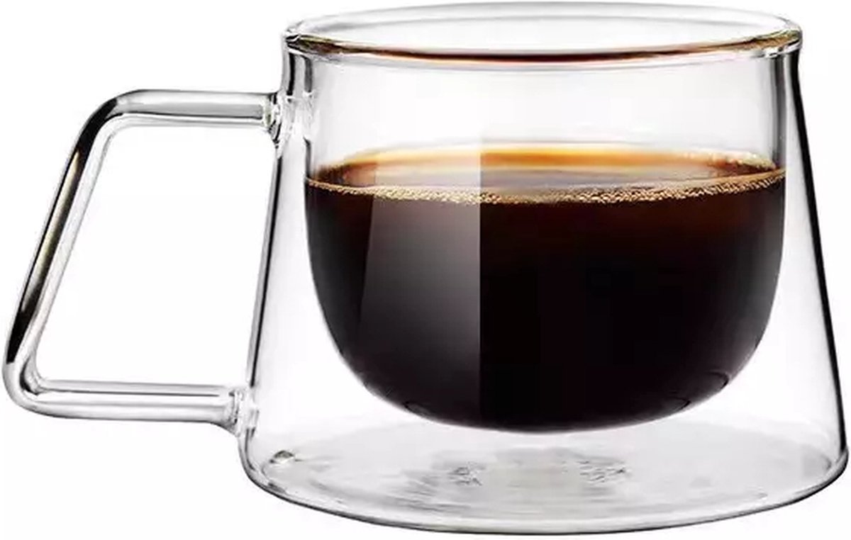 Dubbel glas koffie/thee kop - 150ML - Geïsoleerde koffie/thee kop - Dubbel glas - Koffie kopjes - Koffie kop - Dubbel wandig glas - Glazen beker - Glazen kopjes - Glazen kop - Koffie mok - Thee glas