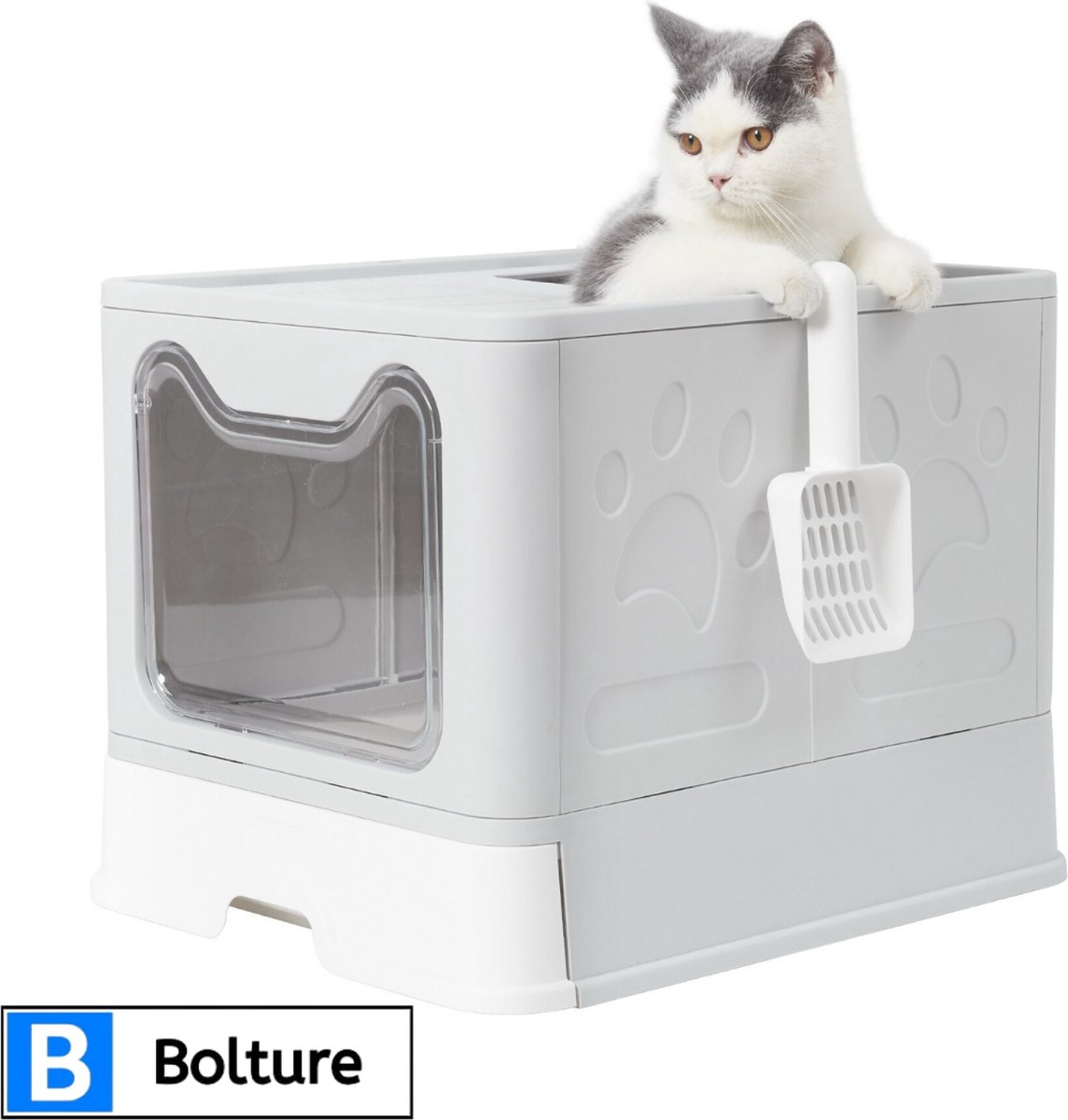 Bolture Automatische Kattenbak - Kattenbak Zelfreinigend - Zelfreinigende Kattenbak - Kattenbak met Lade - Wit