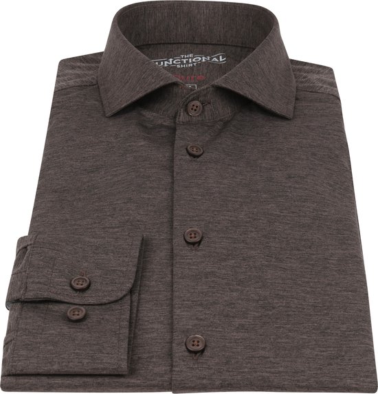 Pure - H.Tico La Chemise Fonctionnelle Marron - Taille 44 - Coupe Slim