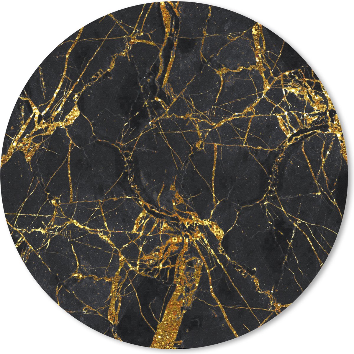 Muismat rond 20x20 cm - Mousepad Marmer - Goud - Zwart - Patronen - Ronde muismatten