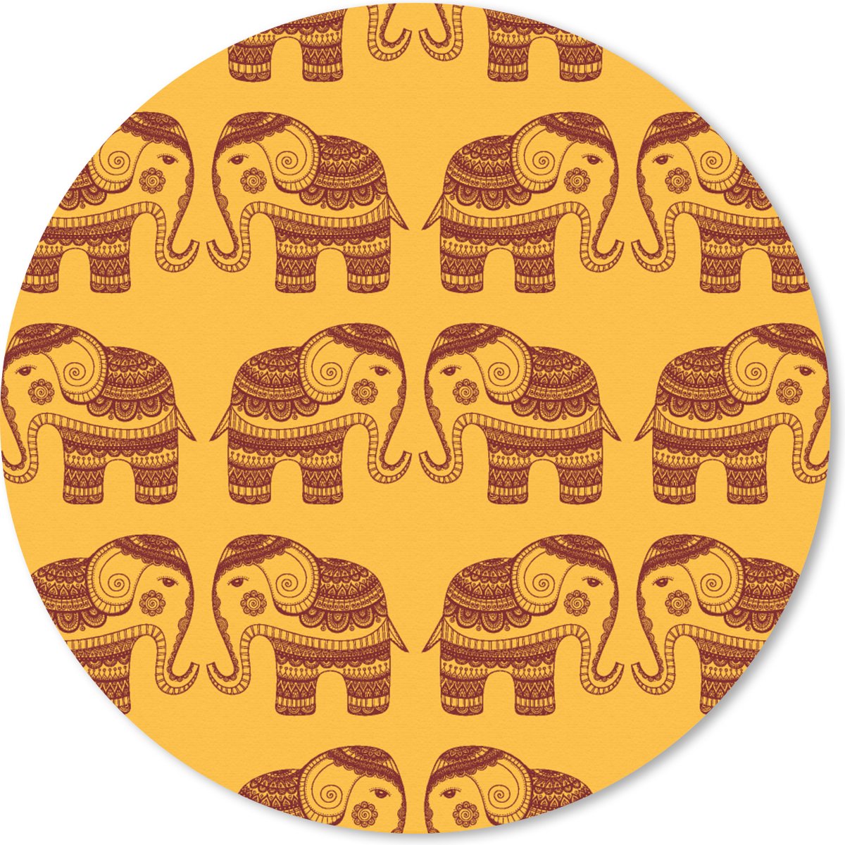 Muismat rond 50x50 cm - Mousepad Patronen - Olifant - India - Ronde muismatten